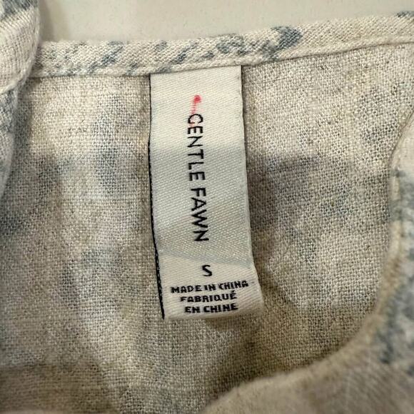 Gentle Fawn Floral Linen Blend ButtonDown Mini Babydoll Dress Womens Small Cream - Picture 4 of 7